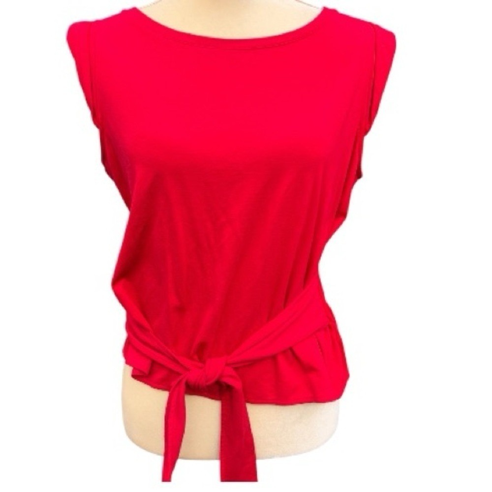 Anthropologie‎ Cloth & Stone Red Sleeveless Tie Front Wrap Top Tulip Back Small
